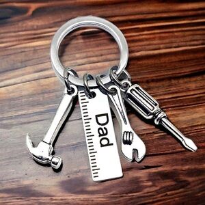 Keychain Tool Themed Pendant Charms Keepsake Dad Fathers Gift with Gift Pouch